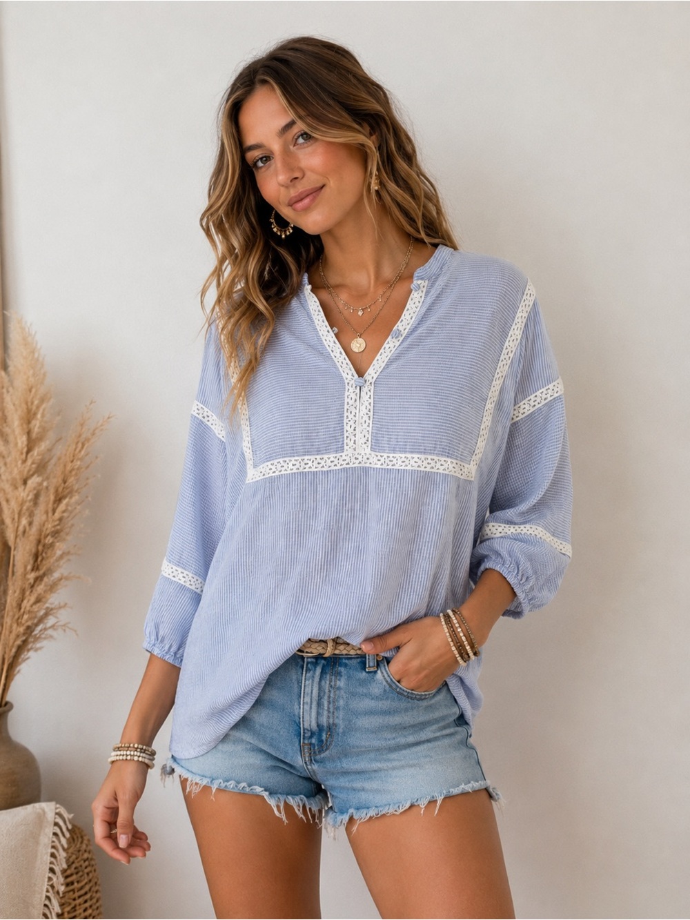 ✨ Andree by Unit Boho Peasant Blouse Size Large ✨